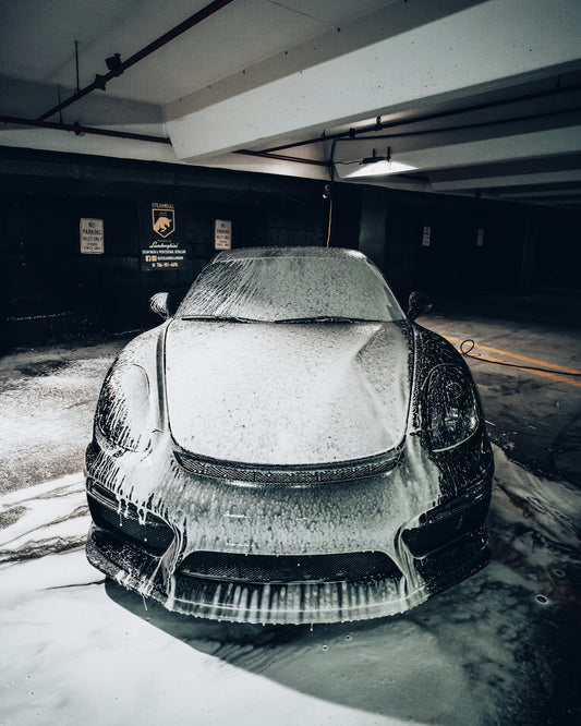 black car parked on parking lot