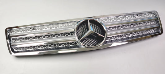 R129 SL front grille Silver 2 Fin + chrome 90-2002 SL500 SL600 SL63 Mercedes AMG
