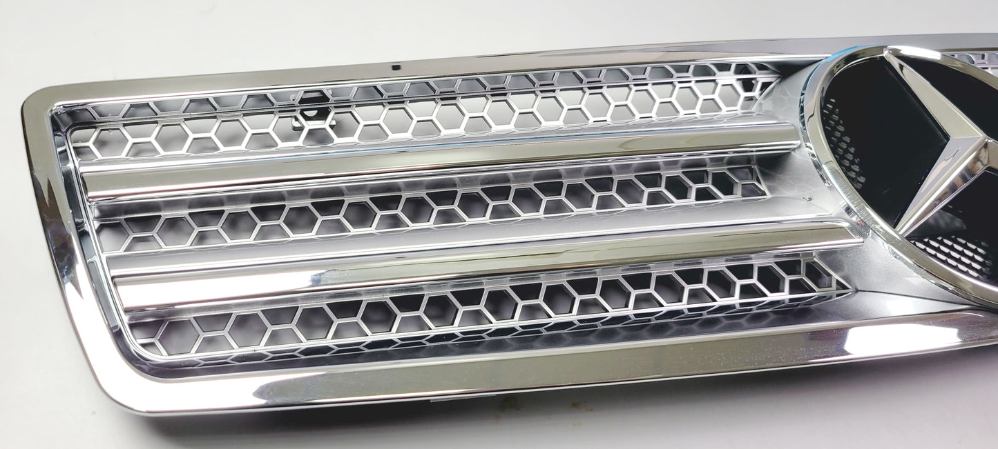 R129 SL front grille Silver 2 Fin + chrome 90-2002 SL500 SL600 SL63 Mercedes AMG