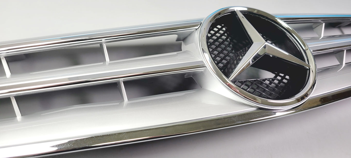 R129 SL front grille Silver 3 Fin + chrome 90-2002 SL500 SL600 SL63 Mercedes AMG