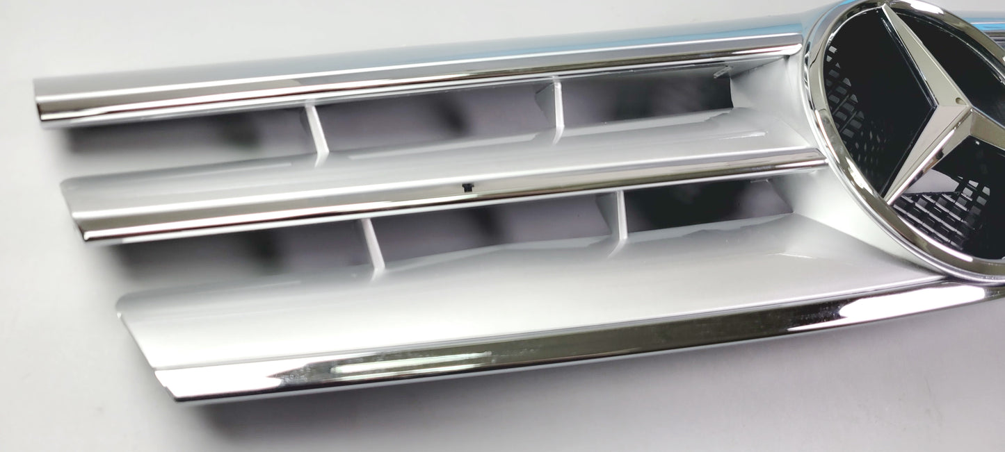 R129 SL front grille Silver 3 Fin + chrome 90-2002 SL500 SL600 SL63 Mercedes AMG