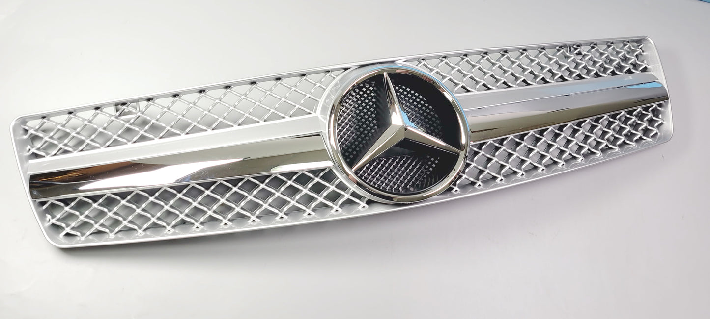 R129 SL front grille Silver 1 Fin + chrome 90-2002 SL500 SL600 SL63 Mercedes AMG