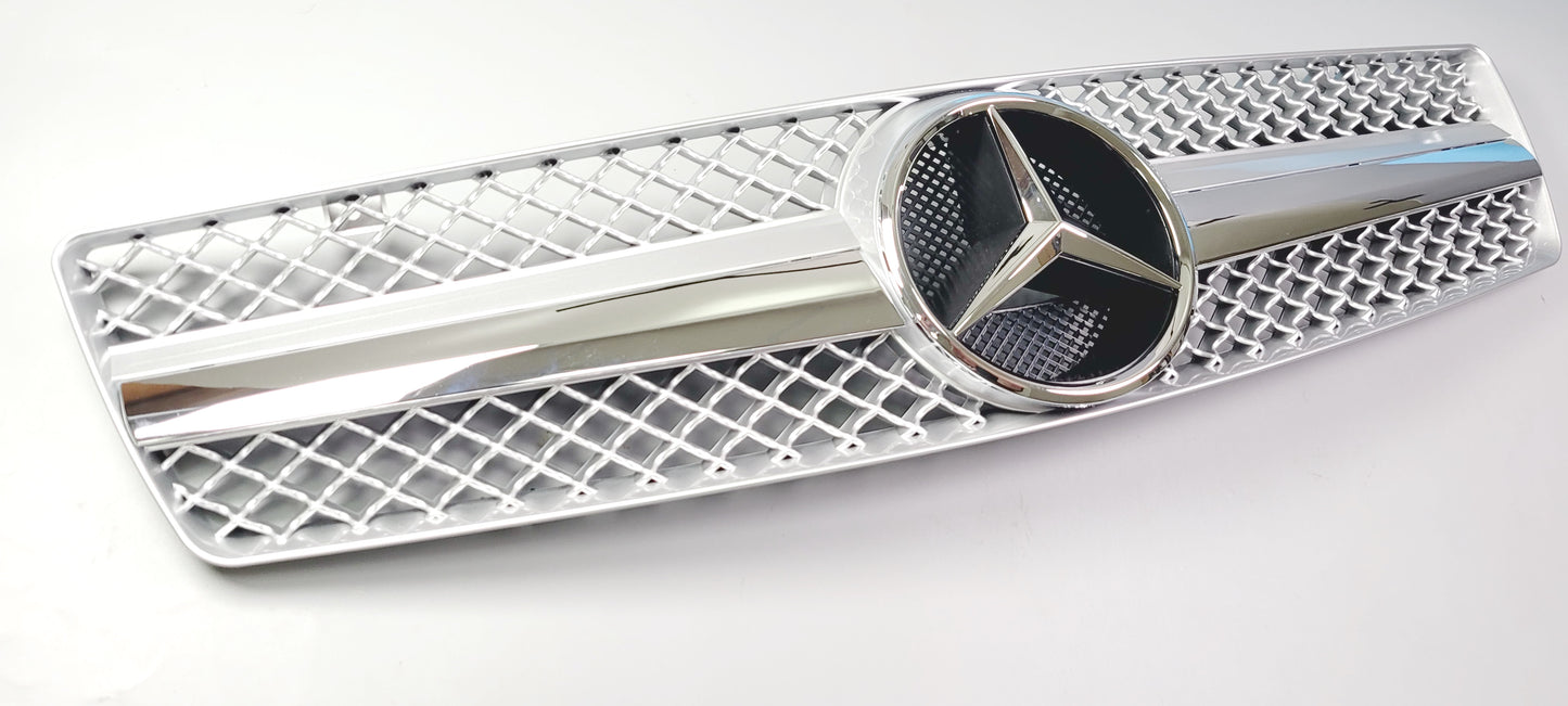 R129 SL front grille Silver 1 Fin + chrome 90-2002 SL500 SL600 SL63 Mercedes AMG