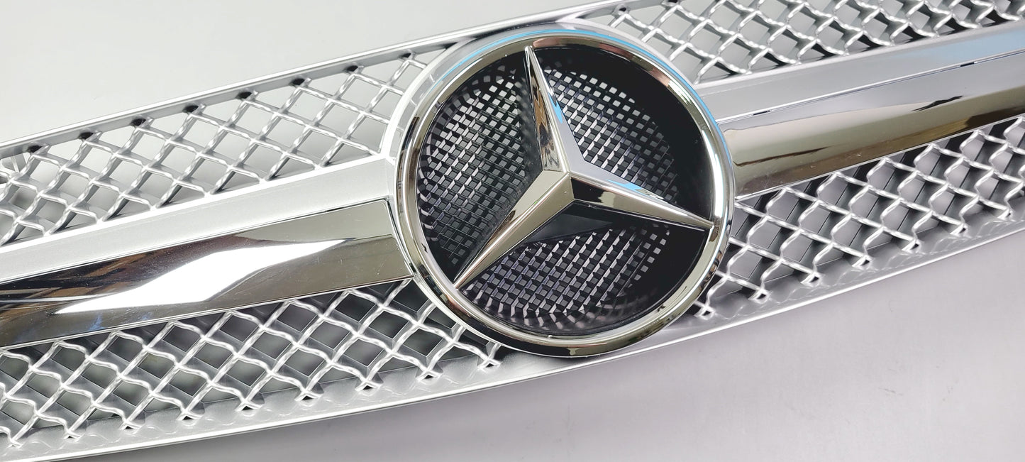 R129 SL front grille Silver 1 Fin + chrome 90-2002 SL500 SL600 SL63 Mercedes AMG