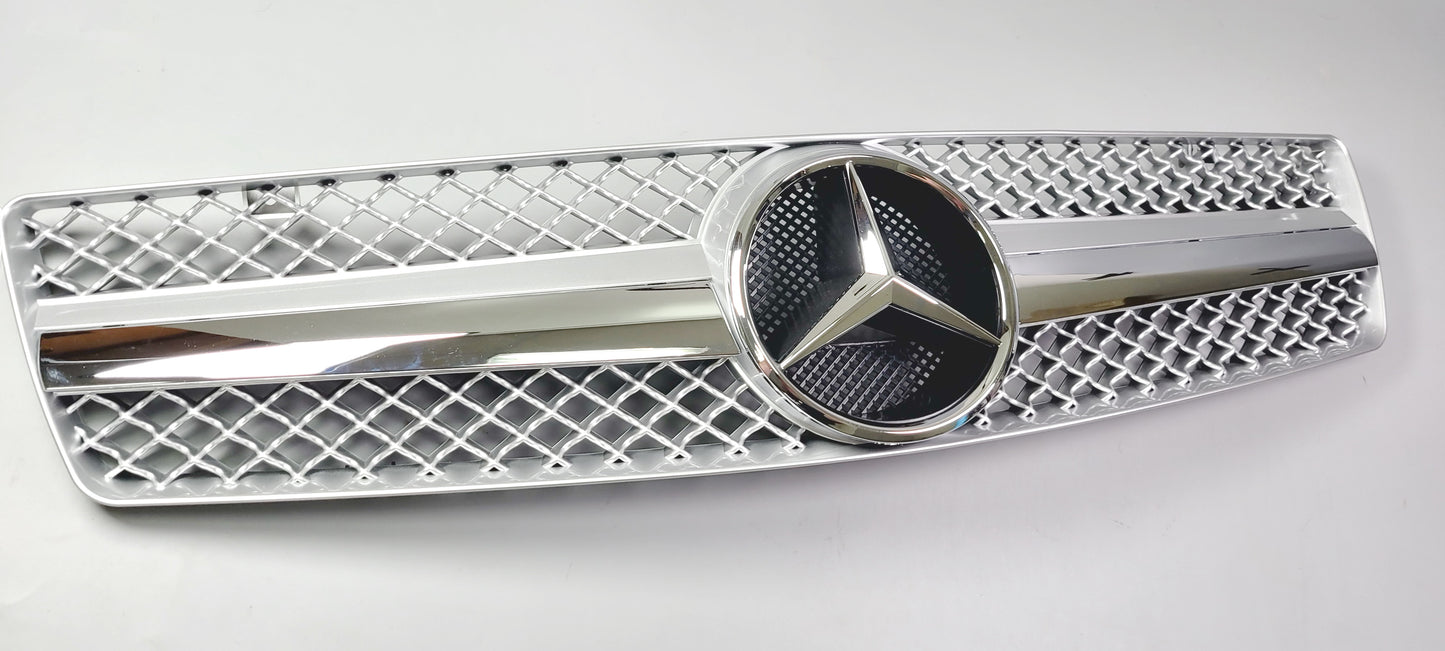 R129 SL front grille Silver 1 Fin + chrome 90-2002 SL500 SL600 SL63 Mercedes AMG