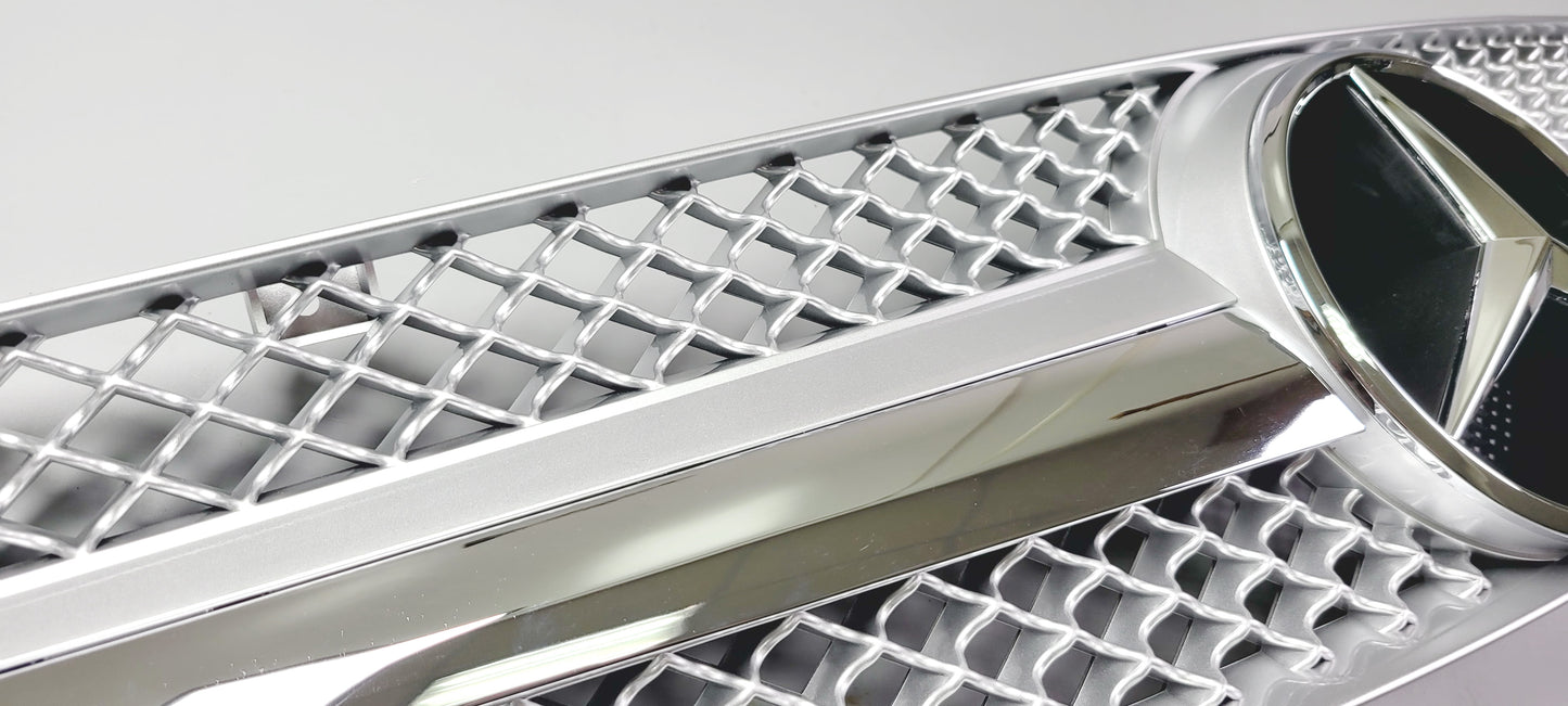 R129 SL front grille Silver 1 Fin + chrome 90-2002 SL500 SL600 SL63 Mercedes AMG