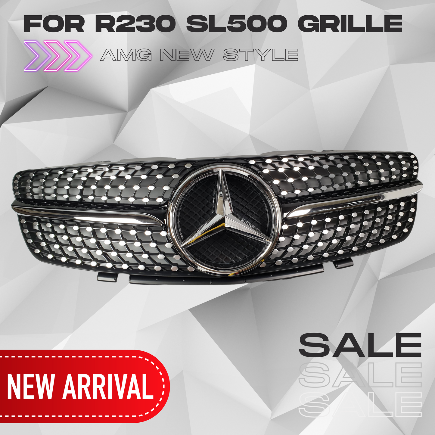 Mercedes Diamond R230 SL AMG grille for Mercedes SL500 SL600 SL63 2003-2006 with LED kit