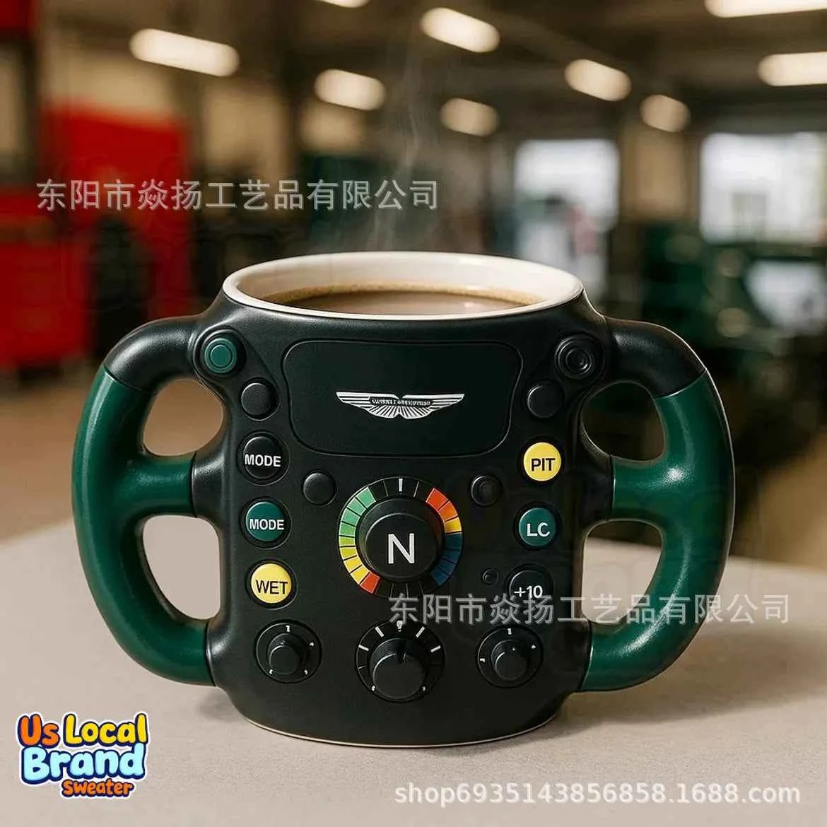 Racing F Steering Wheel 3D Resin Stainless Steel Mug