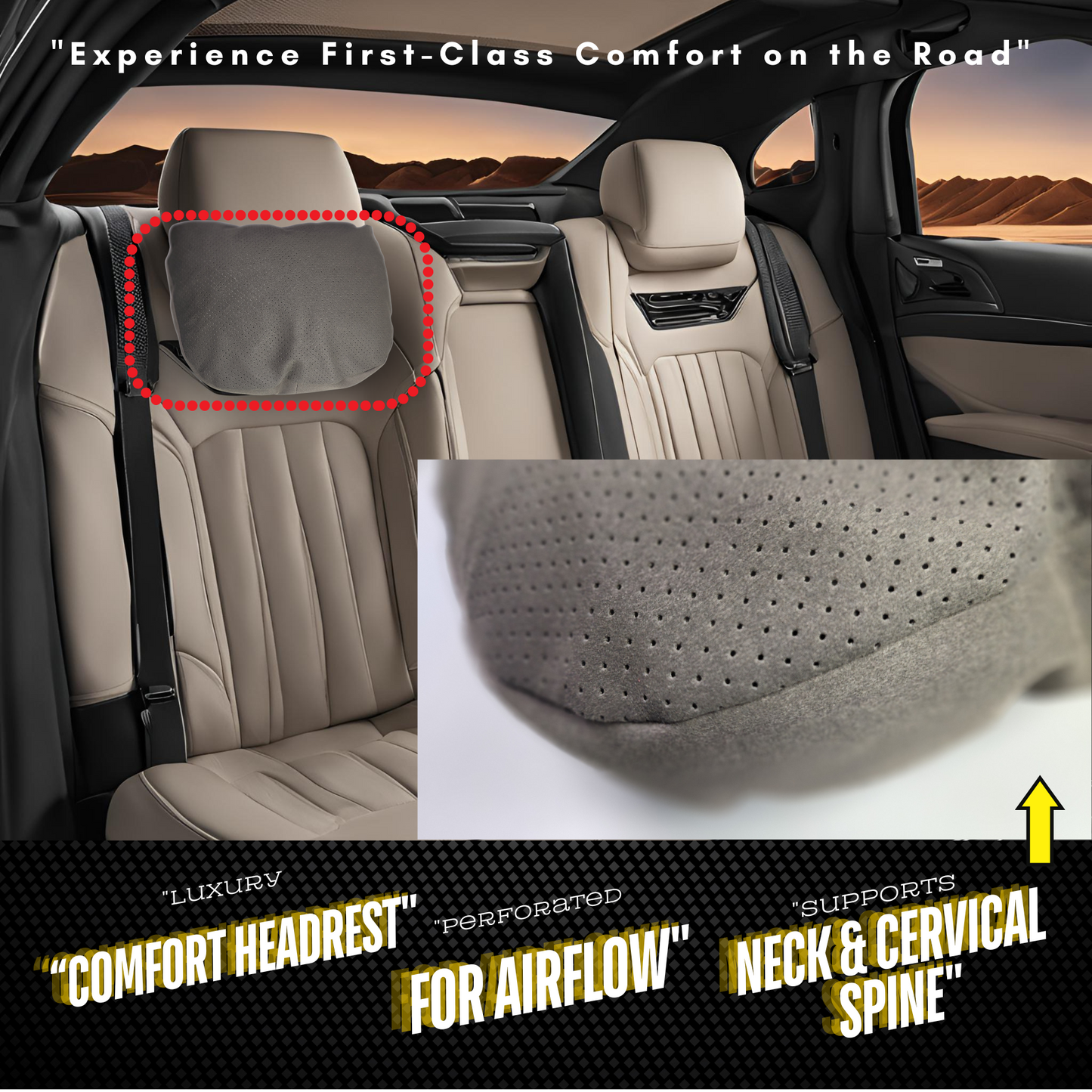 Car Headrest Pillow Suede for Mercedes Maybach W463 Soft Cotton fits all (a pair)