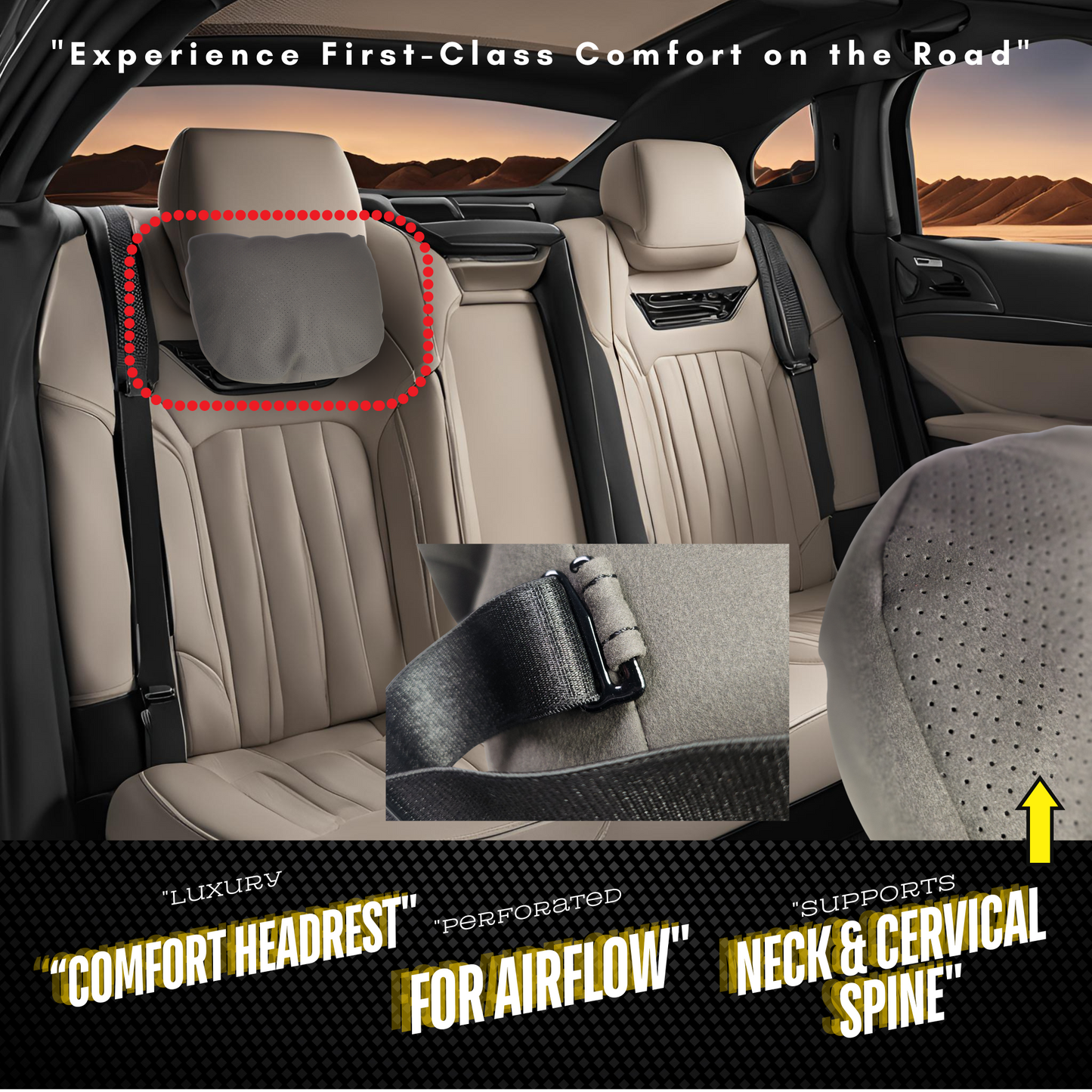 Car Headrest Pillow Suede for Mercedes Maybach W463 Soft Cotton fits all (a pair)