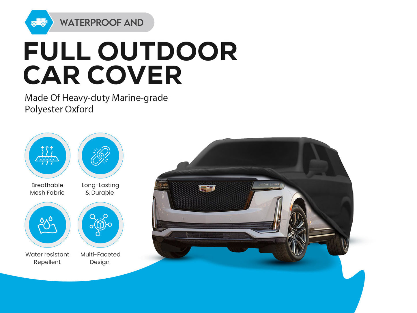 Premium car cover for Cadillac Escalade ESV standard wheel base Water Resistant UV Rays Hail Protection Storage Winter Snow (semi-custom)