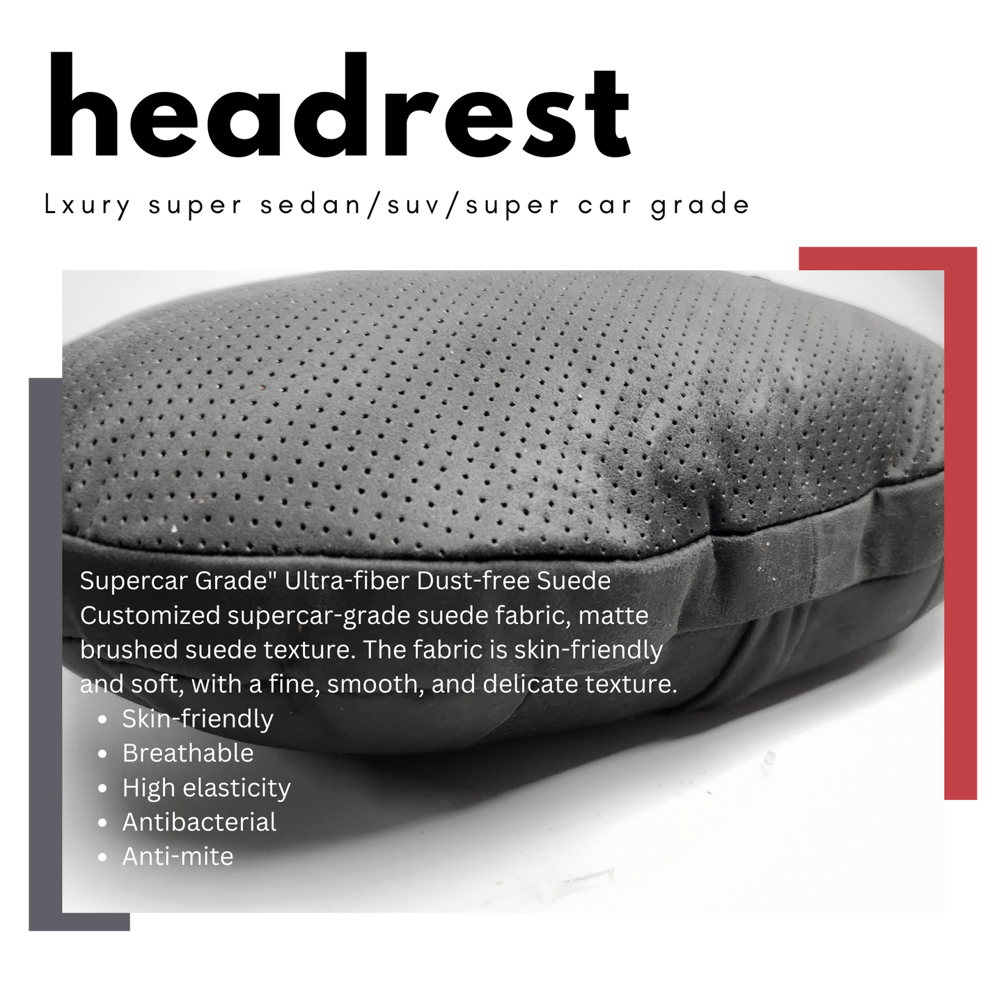 Car Headrest Pillow Suede for Mercedes Maybach W463 Soft Cotton fits all (a pair)