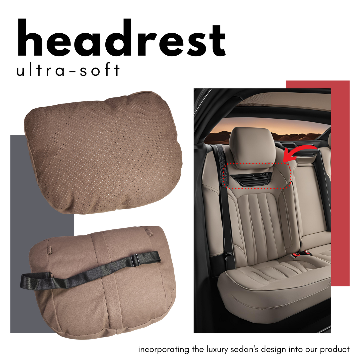 Car Headrest Pillow Suede for Mercedes Maybach W463 Soft Cotton fits all (a pair)