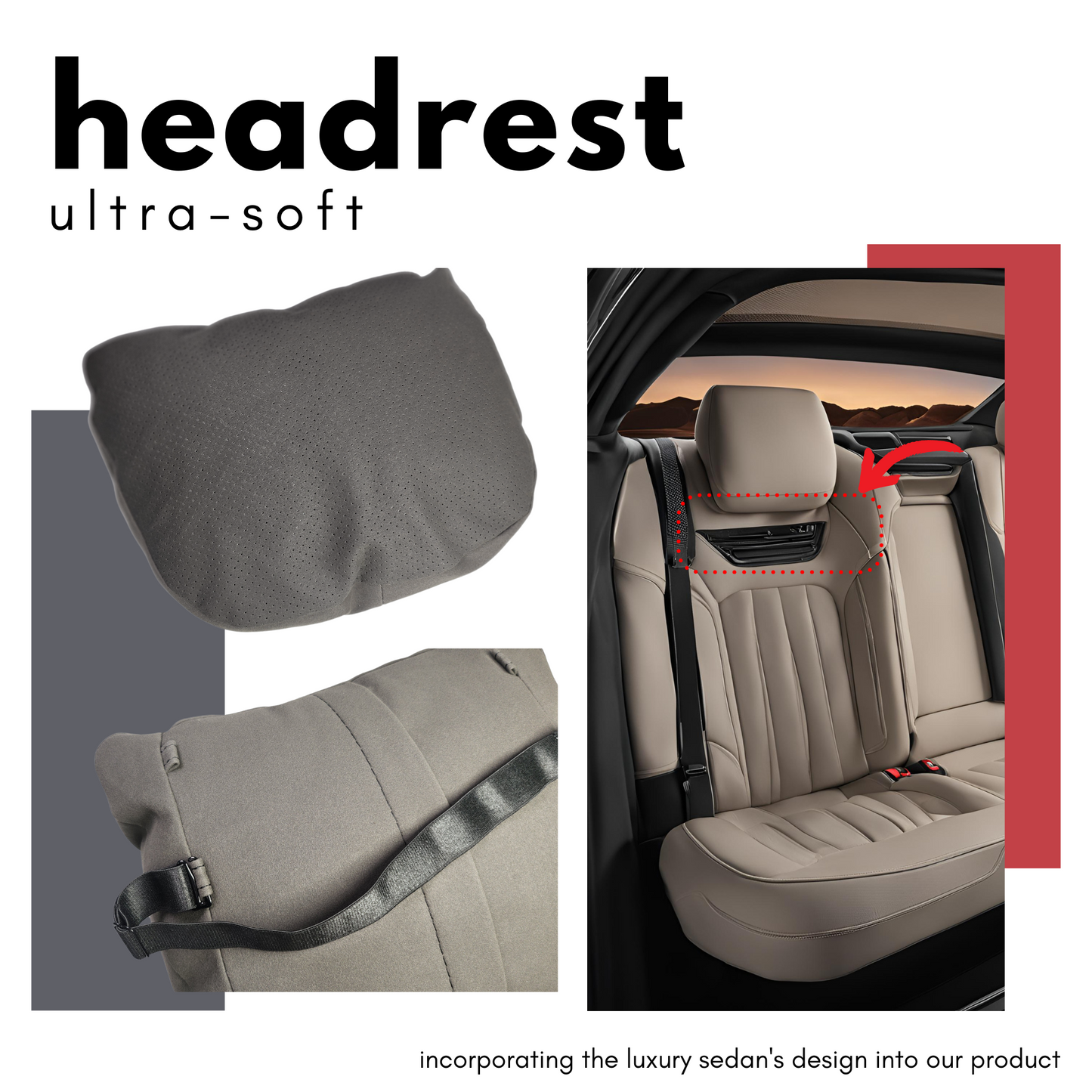 Car Headrest Pillow Suede for Mercedes Maybach W463 Soft Cotton fits all (a pair)