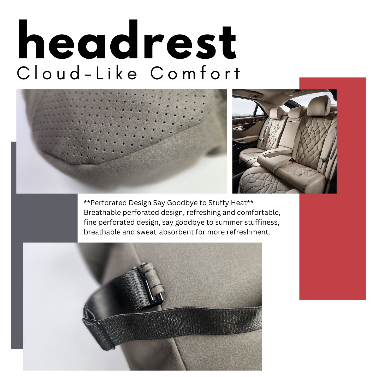 Car Headrest Pillow Suede for Mercedes Maybach W463 Soft Cotton fits all (a pair)