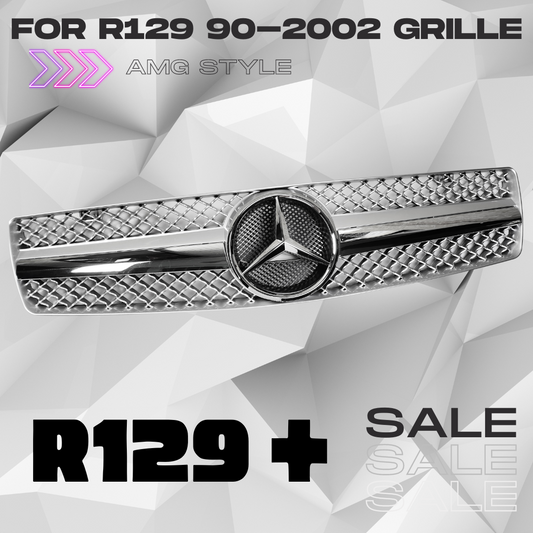 R129 SL front grille Silver 1 Fin + chrome 90-2002 SL500 SL600 SL63 Mercedes AMG