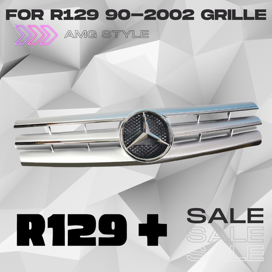 R129 SL front grille Silver 3 Fin + chrome 90-2002 SL500 SL600 SL63 Mercedes AMG