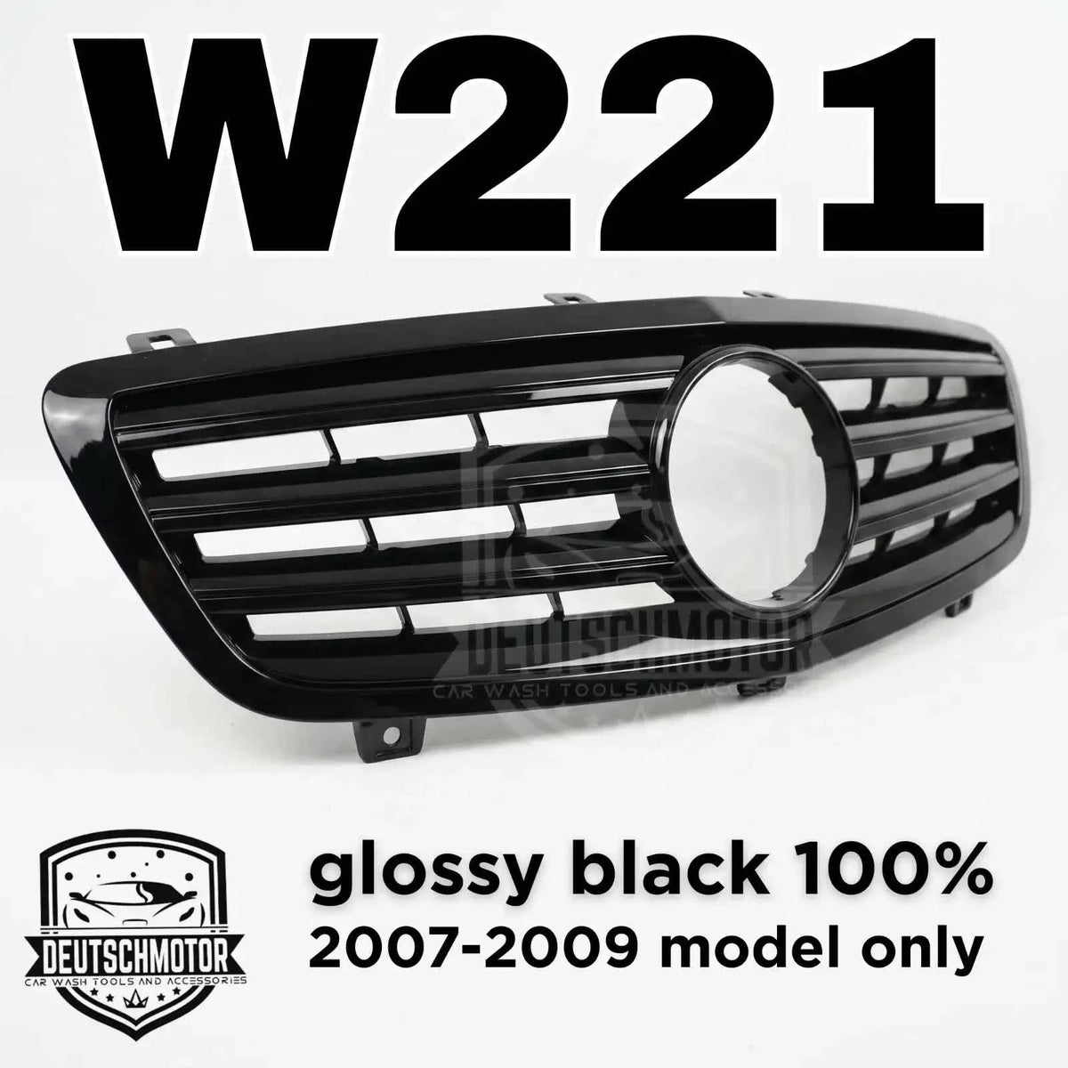 Upgrade Your Ride with the Stylish Mercedes W221 Grille - Glossy Black 3 Fin Design (2006-2009)