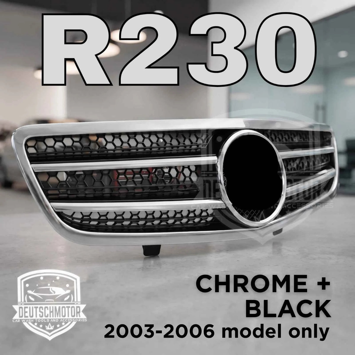 Premium Mercedes R230 Grille - Sleek Black & Chrome Finish for 2003-2006 SL-Class