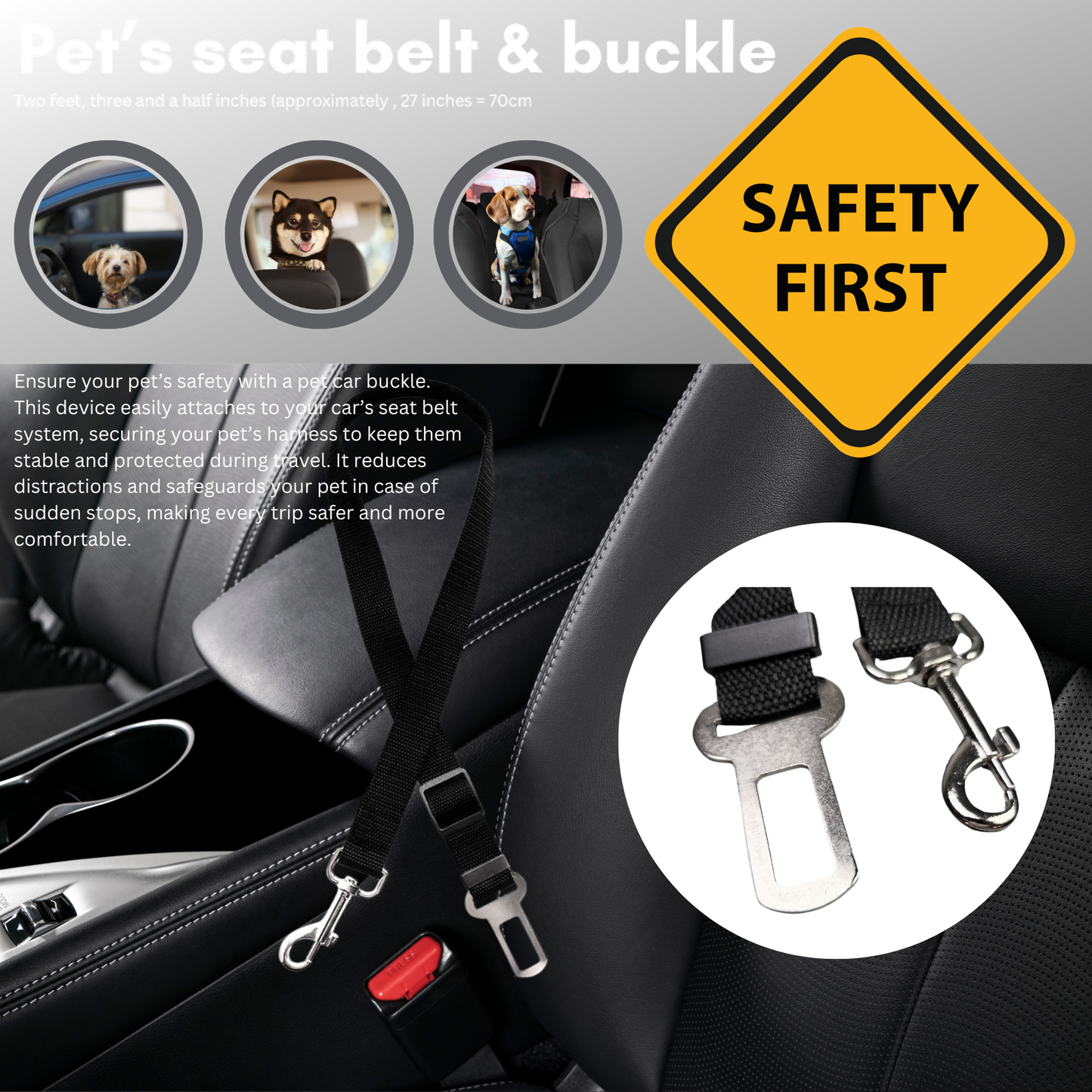 Deutschmotor pet dog car front seat cover waterproof travel Protector interior durable buckle