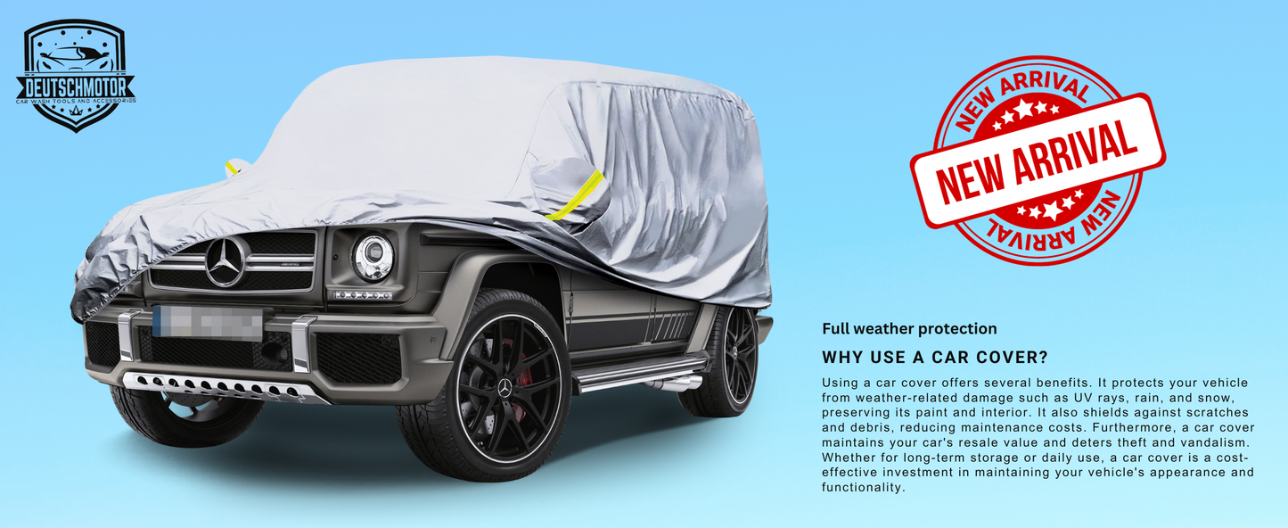 Deutschmotor W463 Mercedes Full Outdoor car Cover + driver side opening Storage G320 G500 G350 G63 G65 Water Resistant Protect UV Rays W464