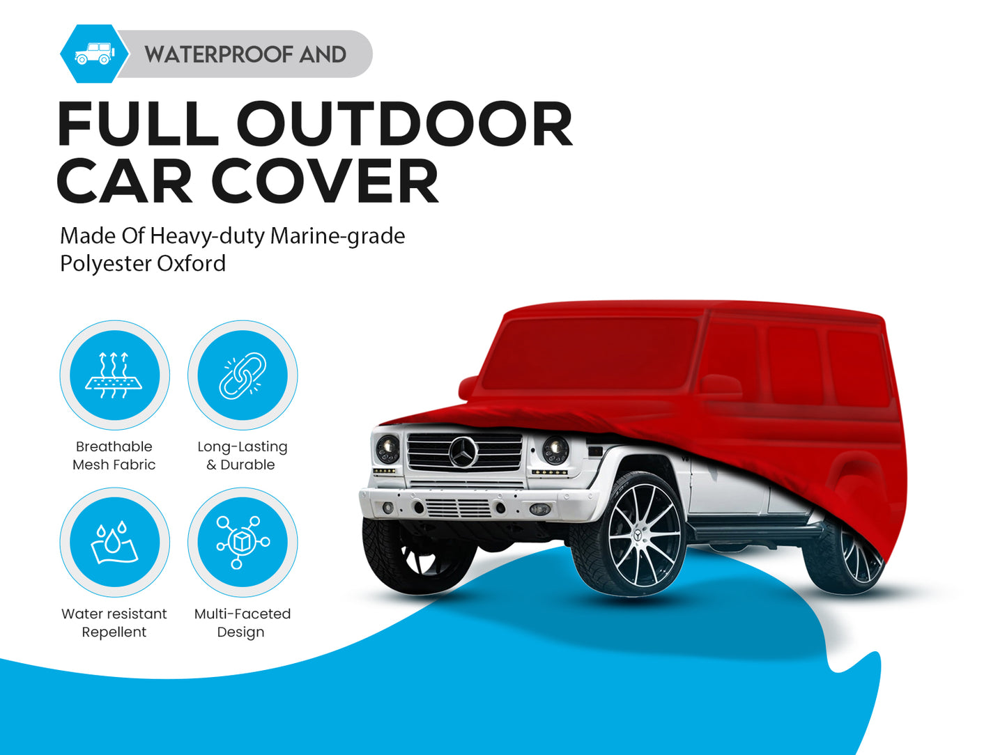 Deutschmotor W463 Mercedes Full Outdoor car Cover Storage G320 G500 G350 G63 G65 Water Resistant Protect UV Rays W464