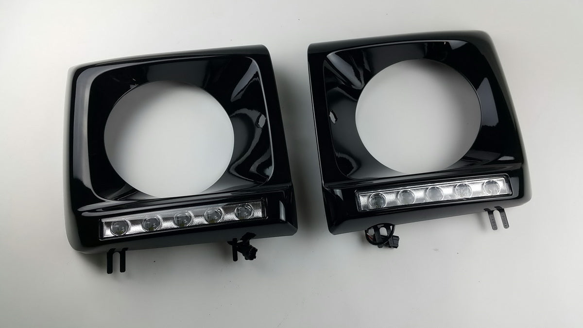 W463 G-class LED front headlight cover / trims DRL day time running light upgrade kit 5x LED + painted in black