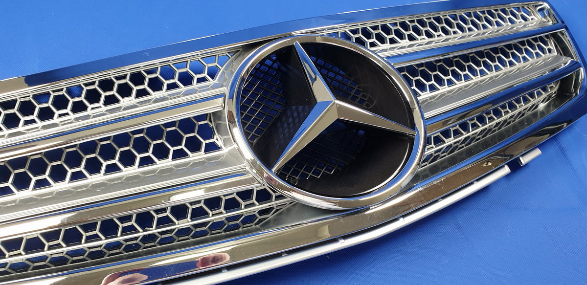 Mercedes R230 SL-class 2fins front sports grille chrome & silver 2003-2006 only