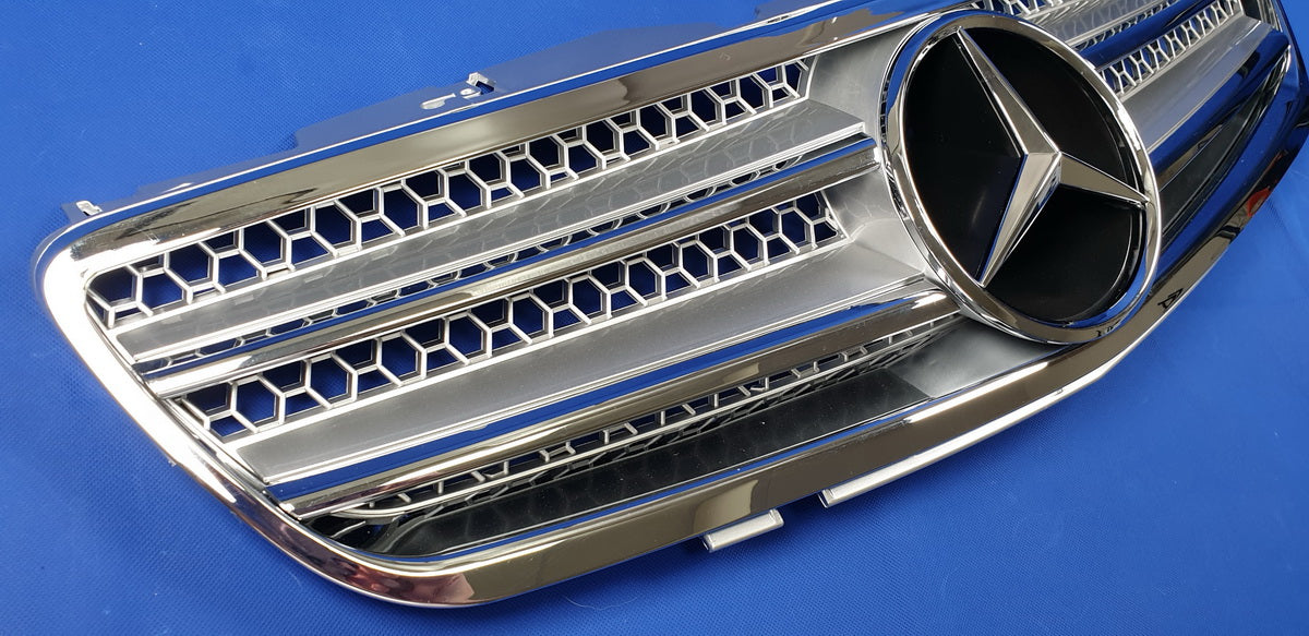 Mercedes R230 SL-class 2fins front sports grille chrome & silver 2003-2006 only