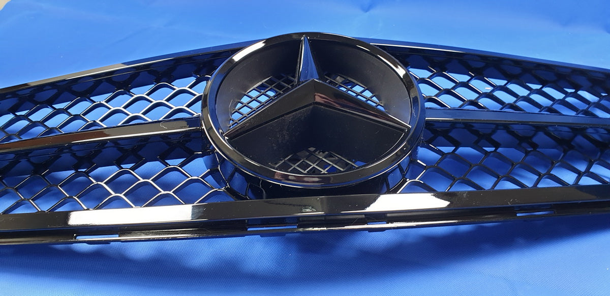 W204 1 フィン メッシュ グリル フロント スポーツ グリル C220 C300 C350 100% 光沢のあるブラック カラー (24d)
