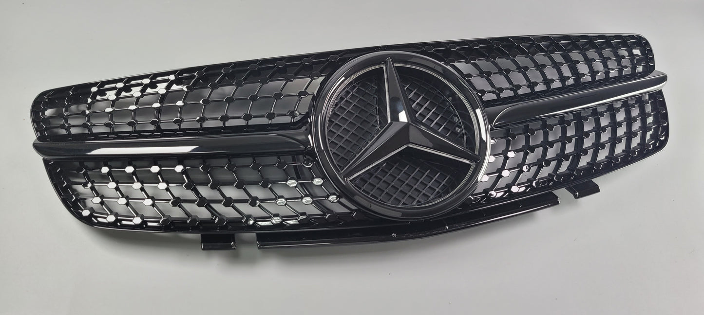 Mercedes Diamond R230 100% glossy black grille 2003-2006 for Mercedes SL500 SL600 SL63