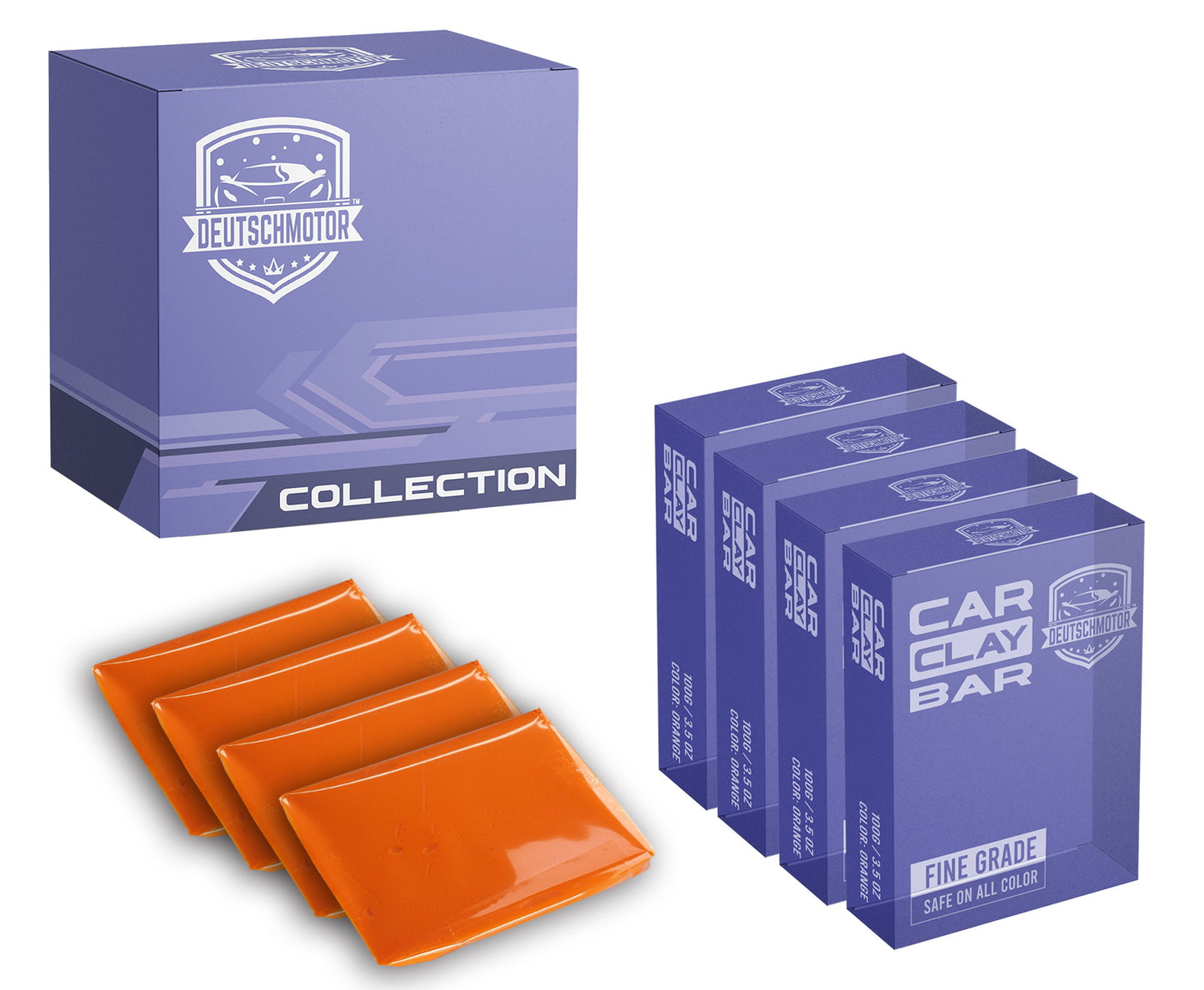 DEUTSCHMOTOR Pack of 4 Fine Grade auto Clay bar Detailing Magic car Paint Clean Restore Shine Removing Water Mark Bird Drop Tree sap on Paint