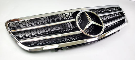 Mercedes R230 SL-class 2-fins front sports grille chrome & black 2003-2006 only