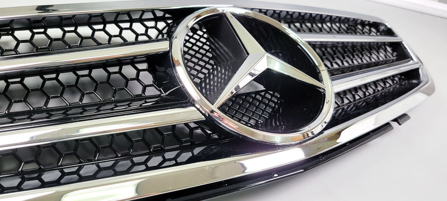 Mercedes R230 SL-class 2-fins front sports grille chrome & black 2003-2006 only