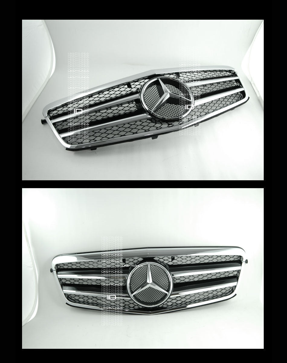 W212 elegant 2 Fins AMG style front sports grille E320 E350 E500 E-class chrome
