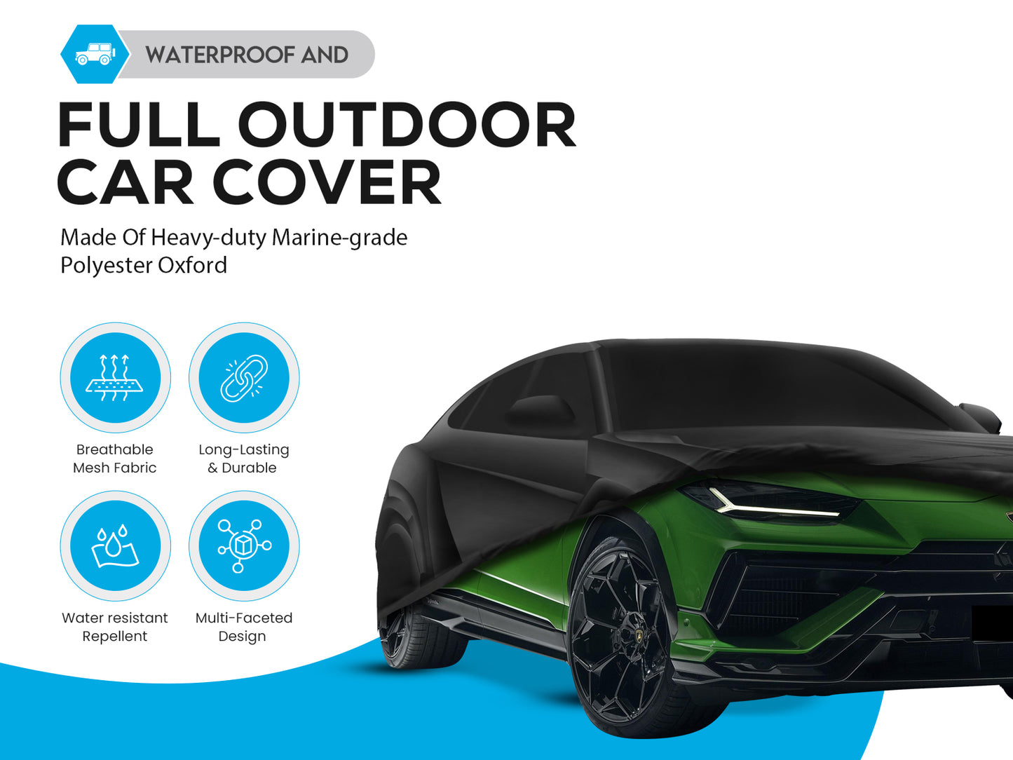 Deutschmotor for Lamborghini Urus 2018-2023 outdoor car cover Rain Snow Sun UV dust gust straps