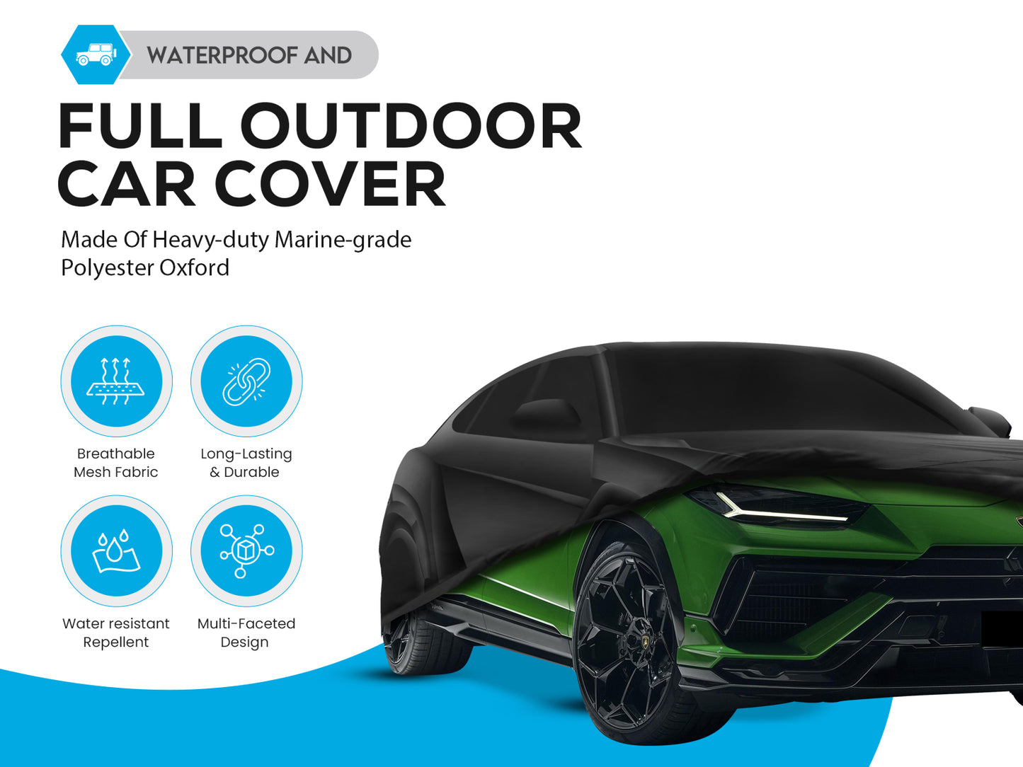 Lamborghini Urus 2018-2023 outdoor car cover Rain Snow Sun UV dust gust straps