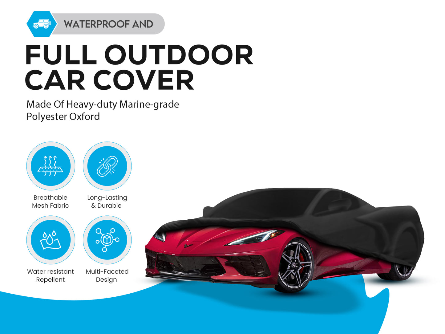 Corvette C8 outdoor All Weather Protection Sun UV dust car Cover Land Rover Outdoor Exterior Full Size