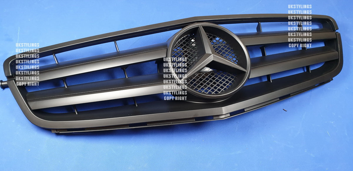 W204 4 Fin mesh Matte black grille front sports C220 C300 C350 black color (24c)