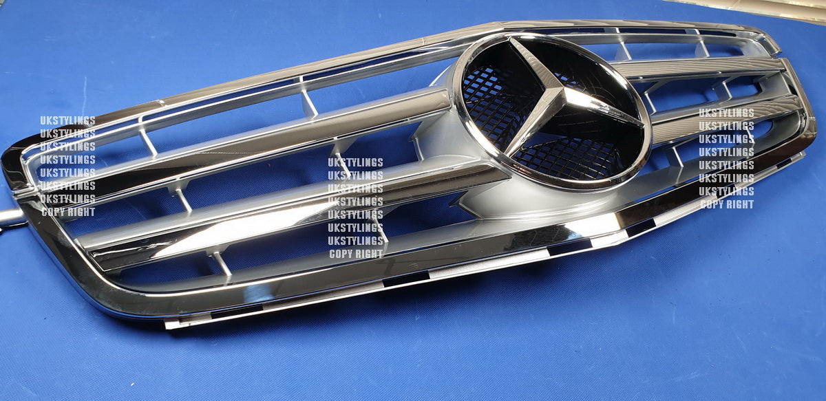 W204 4 フィンメッシュシルバーグリルフロントスポーツ C220 C300 C350 メルセデス C クラス (24c)