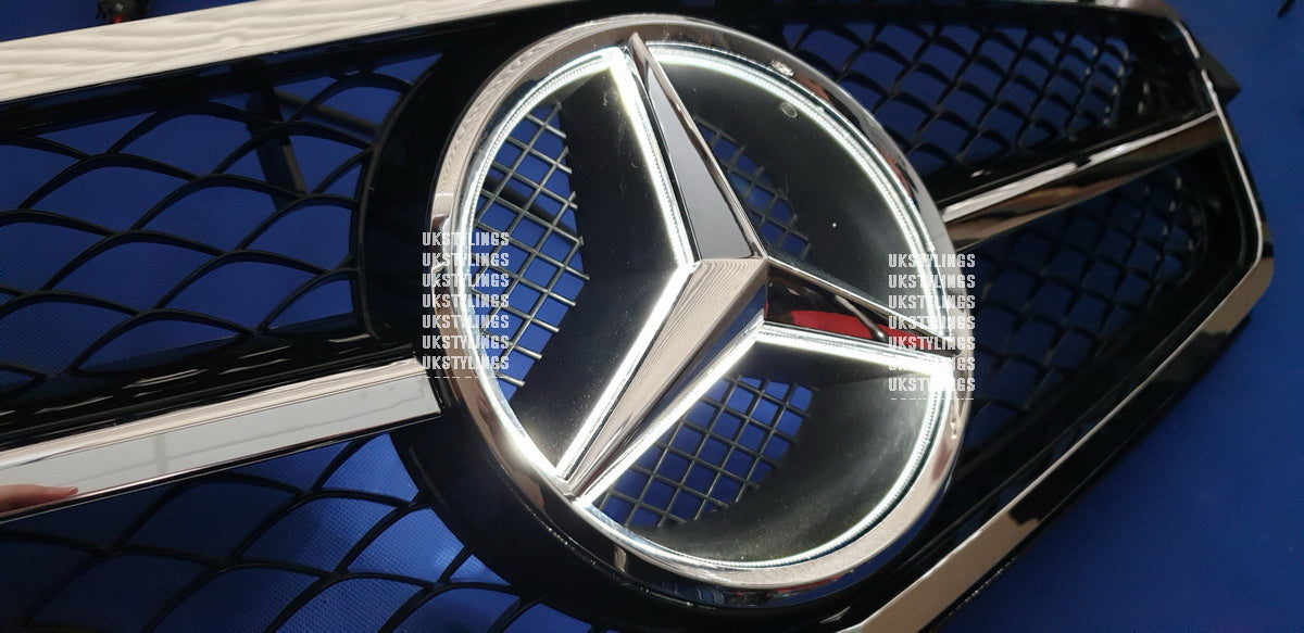W204 1핀 메쉬 그릴 프론트 스포츠 그릴 C220 C300 C350 메르세데스 C클래스(24d)용 크롬/블랙 컬러
