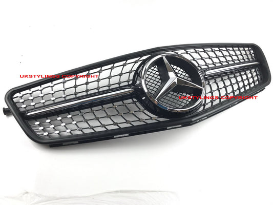 W204 chrome diamond front sports grille C220 C300 C350 for Mercedes C-class (24i)