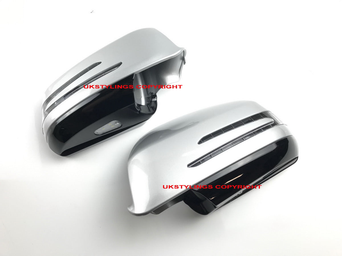 W204 교체용 사이드 도어 미러 커버와 LED 현관등 C220 C300 C350 블랙 색상