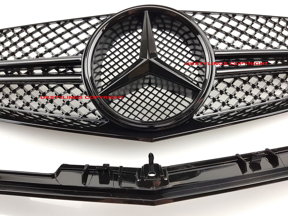 W207 2 fins 100% glossy black front sports grille E-class for Mercedes E350 E500