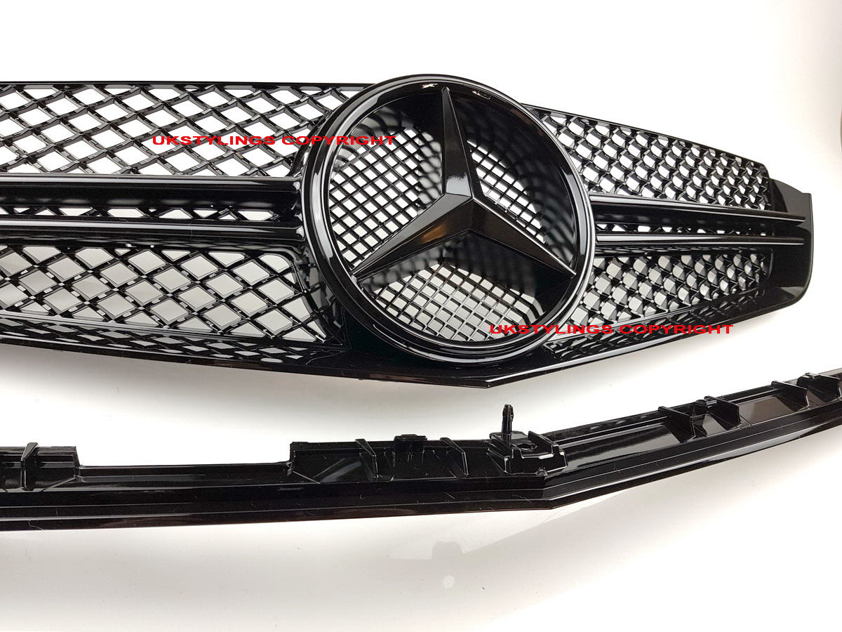 W207 2 fins 100% glossy black front sports grille E-class for Mercedes E350 E500