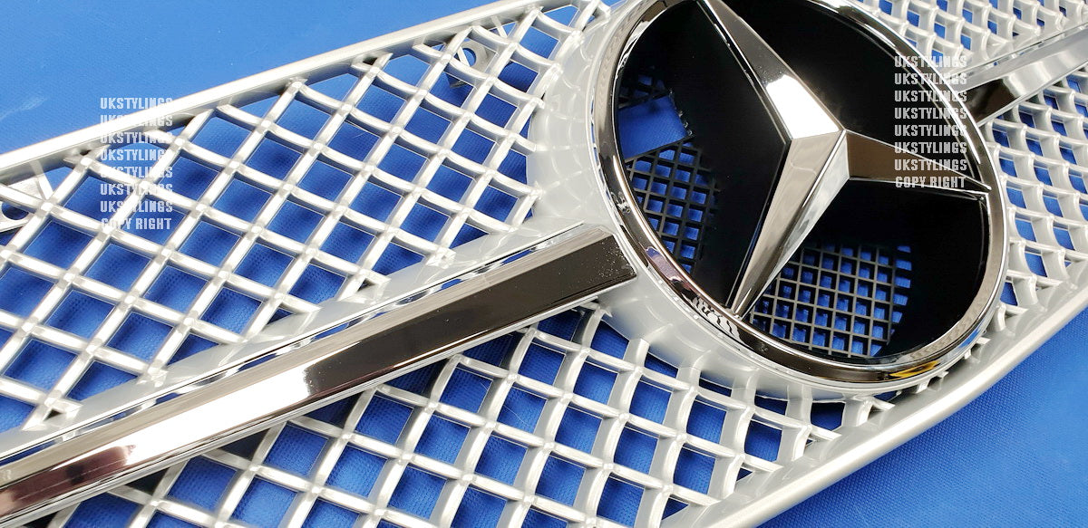 Mercedes W208 97-02 CLK front sports grille CLK320 CLK430 - AMG style silver color