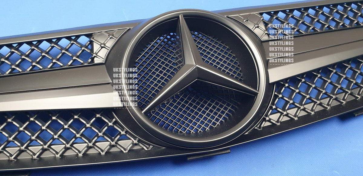 Mercedes W209 CLK front sports grille 2003-2009 CLK320 CLK430 - AMG style (matte black)