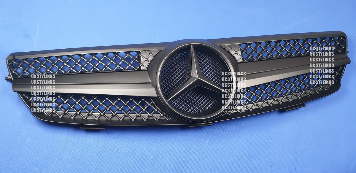 Mercedes W209 CLK front sports grille 2003-2009 CLK320 CLK430 - AMG style (matte black)
