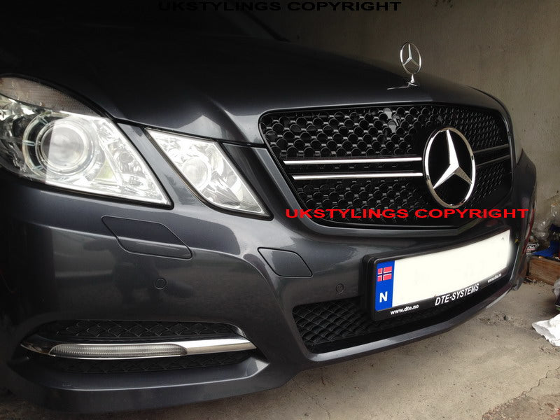 W212 2 Fins AMG style front sports grille E320 E350 E500 E-class mesh