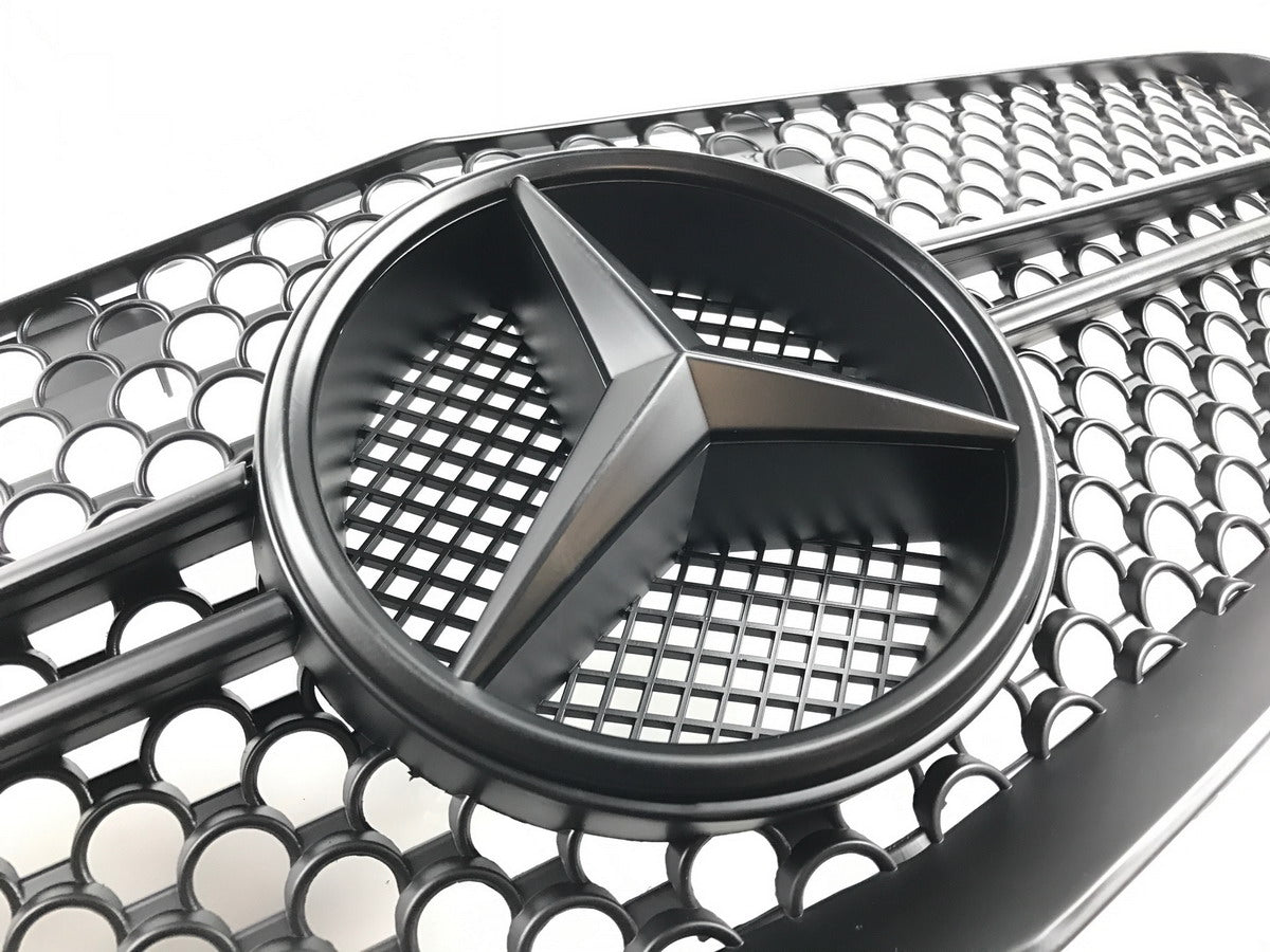 W212 2 Fins 100% matte / flat black AMG style front sports grille